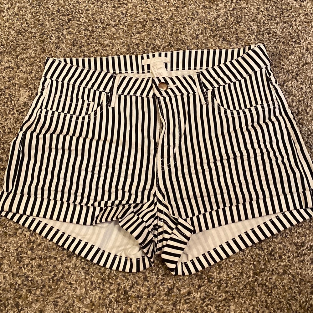 Striped Jean Shorts
